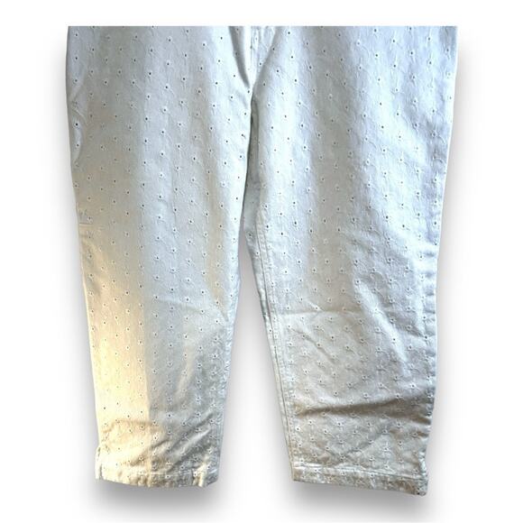 LAUREN JEANS CO. RALPH LAUREN white eyelot cotton crop jeans SZ 6 - Picture 11 of 15